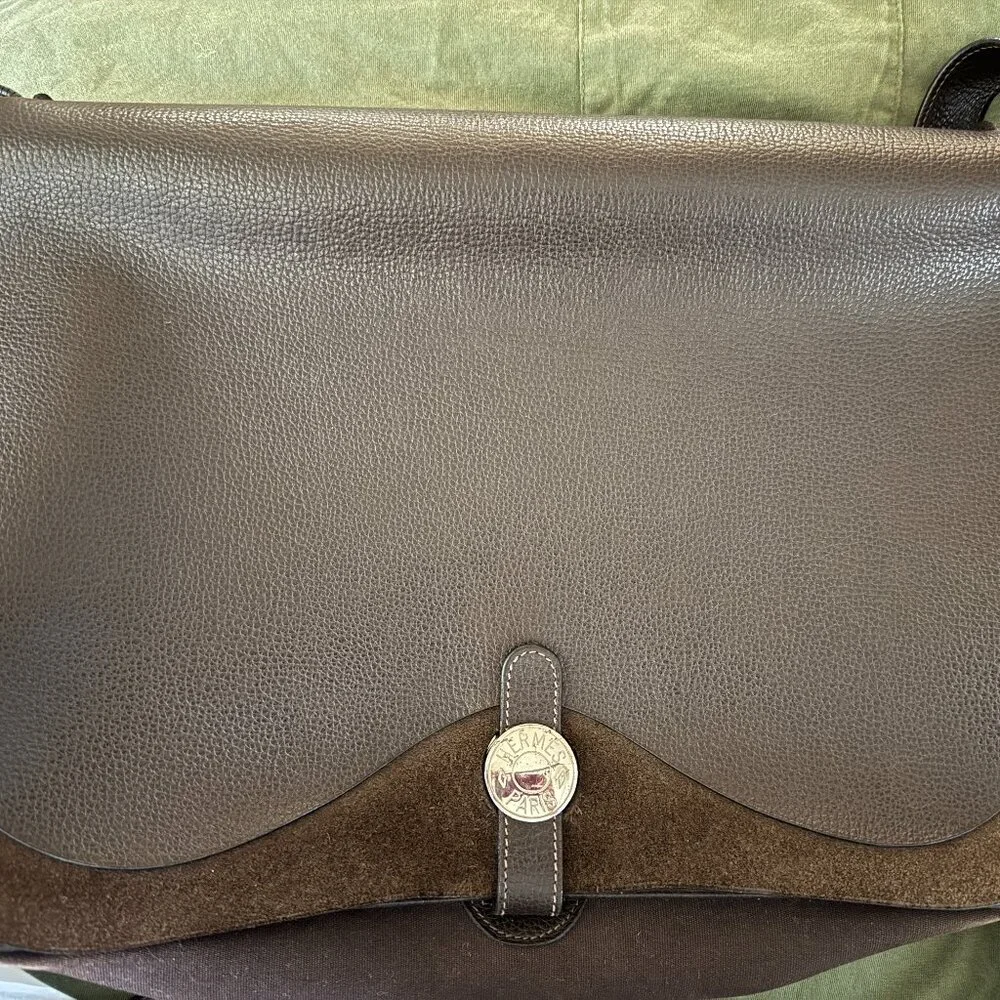 hermes colorado brown messenger briefcase laptop blokecore travel bag